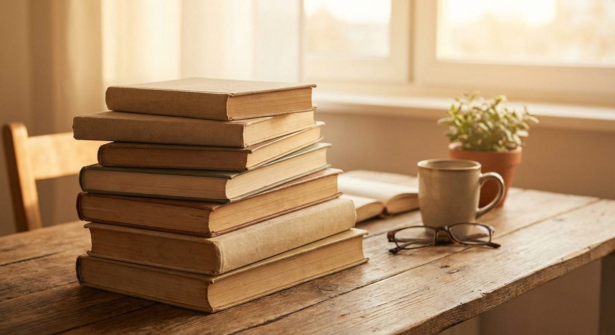 Libri sul cyberbullismo e la sicurezza online su una scrivania in legno